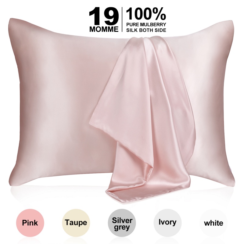 Silk Mulberry Murni - 22 Momme 6a Serat Kelas Tinggi - Penutup Bantal Sutra Untuk Rambut & Kulit - Reguler, Queen & King dengan ritsleting tersembunyi